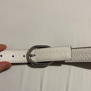 Michael Kors White Embossed Belt with Silver Buckle